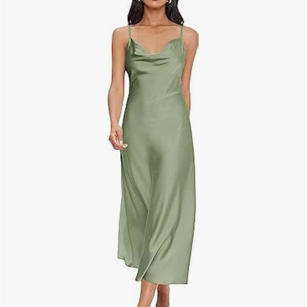 BRAND NEW sage green cowl neck dress
